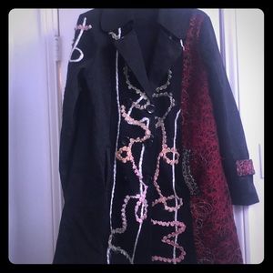 Fun black Emma G jacket with fun yarn designs